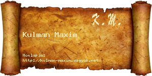 Kulman Maxim névjegykártya